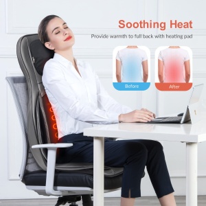 Perna de scaun pentru masaj Shiatsu pentru spate si gat Comfier cu caldura - Tampon de masaj de framantare 2D/3D cu spatar complet si compresa de aer reglabila, Covoras de masaj pentru tot corpul pentru femei, barbati - Img 3