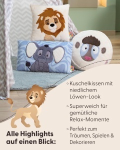 Perna NICI King Kimari 30x30cm - Culoare maro, Design leu prietenos - Img 5