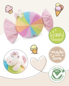 Perna pufoasa NICI Bonbon 45cm cu Unicorn 12cm - Alb, pentru copii si iubitori de jucarii - Img 3