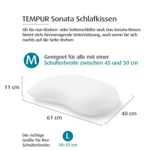 Perna TEMPUR Sonata, M (61 x 40 x 11 cm), Alb - Img 2