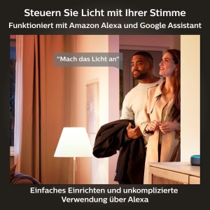 Philips Hue White E27 Four-Pack 4x800lm, lumina alba calda, reglabil, controlabil prin aplicatie, compatibil cu Amazon Alexa (Echo, Echo Dot) - Img 4