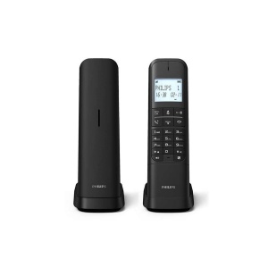 Philips M4702B/12-2 Telefon fara fir DECT de 4,6 cm (11,6"), Afisaj LCD, Iluminare de fundal, Agenda 50 de numere, Difuzor, Butoane programabile, Sunet HQ - Negru (Compatibil: ES, - Img 2