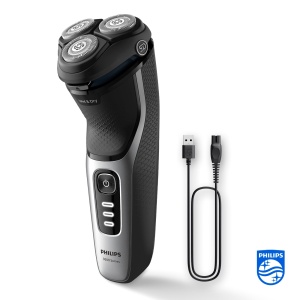 Philips Shaver Series 3000 - Aparat de ras electric umed si uscat pentru barbati in negru, cu tehnologie SkinProtect, aparat de tuns barba pliabil si geanta de calatorie, fara fir (model S3241/12) - Img 7