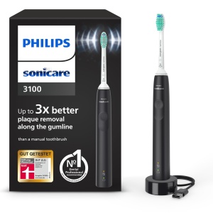 Philips Sonicare 3100 Periuta de dinti electrica, periuta de dinti sonica, control presiune si temporizator, negru, HX3671/14