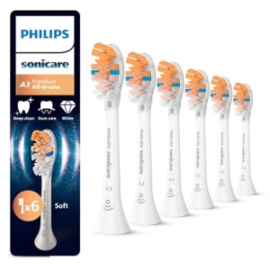 Philips Sonicare A3 Premium All-in-One, capete de perie originale de schimb, alb, pachet de 6, HX9096/87