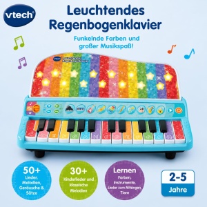 Pian pentru copii VTech Leuchtendes Regenbogenklavier, 25 taste, colorat - Img 2