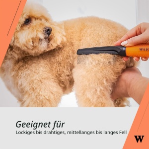 Pieptene pentru animale Wahl cu maner ergonomic, inoxidabil, ideal pentru blana medie - Img 4