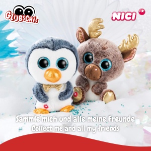 Pinguin de plus NICI Glubschis X-Mas Sniffy 15 cm, ochi stralucitori, albastruAlb - Img 2