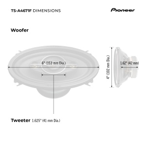 Pioneer TS-A4671F 4 x 6" 4 cai Coaxial Set de 2 difuzoare (210 W max. fiecare, 30 W sinusoidal), sunet puternic, eficienta ridicata, adancime de instalare de 42 mm, decupaj de instalare de 93 x 153 mm - Img 7