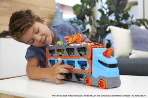 Pista de curse Hot Wheels 2-in-1 cu transportor, 180 cm, include 3 masini, pentru copii 4-8 ani - Img 2