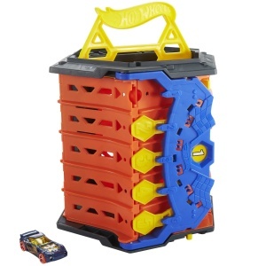 Pista de Curse Hot Wheels HGK41 - 5 piste, capacitate 80 masini, cu maner de transport - Img 6