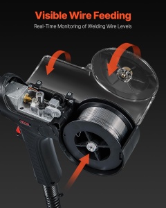 Pistol de sudura VEVOR 200 A cu cablu de 6 m compatibil cu sudorii Hobart IronMan 240 Mig potrivit pentru sarme de sudura cu miez de flux de 00762 si  - Img 3