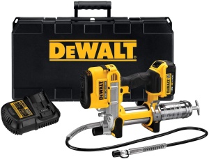 Pistol de unsare cu acumulator Dewalt de 18 volti DCGG571M1 presiune de lucru 690 bari capacitate 400 gr cu cartuse si 473 gr Fabricat din containere