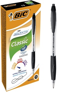 Pix BIC Atlantis Classic 0,32 mm Negru, Gummierte Griffzone, Transparent