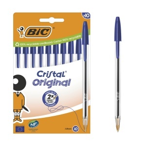 Pix BIC Cristal Original, 10 bucati, 1.0 mm, culoare albastra