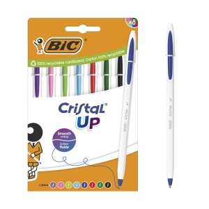 Pix BIC Cristal Up, varf 1,2 mm, 8 culori, corp alb
