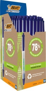 Pix BIC ECOlutions Clic Stic, 50 bucati, albastru, 0,32 mm, reciclat
