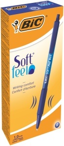 Pix BIC Soft Feel Clic Grip, 12 bucati, albastru, 1 mm