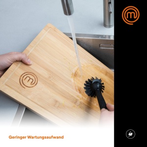 Placa de taiat din bambus MasterChef, 38.5 x 26.5 cm, cu saftranda - Img 7