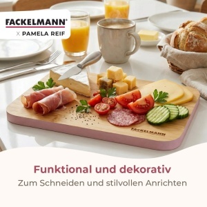 Placa de taiat Fackelmann x Pamela Reif din bambus FSC, 21 x 15 cm, cu margine colorata - Img 5