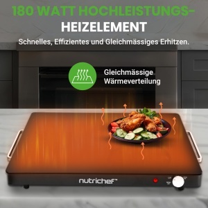 Placa electrica de incalzire NutriChef 54x42 cm, 180W, neagra, temperatura 60-110C - Img 6