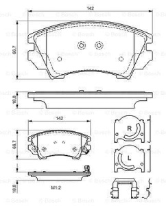 Placute de frana Bosch BP1187 - set 4 bucati, ECE-R90, cu avertizor de uzura - Img 7