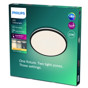 Plafoniera LED Philips Ozziet 22W Lumina Calda 2700K Design Modern Negru - Img 6