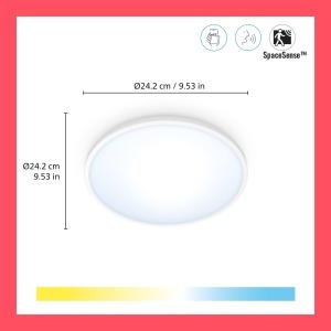 Plafoniera LED WiZ Tunable White Superslim, 1300 lm, 14 W, alba - Img 2