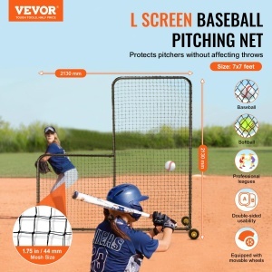 Plasa de protectie VEVOR XH-SH-7X7-L pentru baseball si softball 213x213 cm cu roti si husa - Img 2