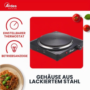 Plita electrica Ardes TIKAPPA AR1F19, 1500W, 18.5 cm, Negru - Img 5