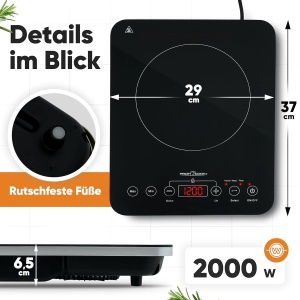 Plita electrica cu inductie ProfiCook PC-EKI 1062, 2000W, 10 niveluri de putere - Img 7