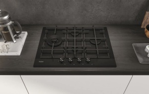 Plita pe gaz Haier HAVG5D4HB, 60 cm, 4 arzatoare, zona wok, negru - Img 2