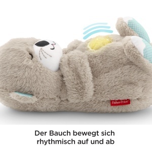 Plus cu sunete Fisher-Price Schlummer Otter, pentru bebelusi, material moale, muzica si lumini - Img 3