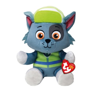 Plusarie TY Rocky Paw Patrol, 18 cm, material ultra-moale, cadou pentru copii
