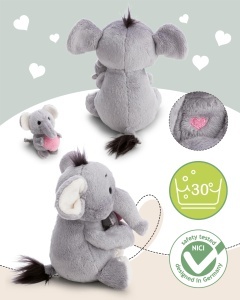 Plush Elefant NICI 20cm cu Elefantel 6cm - gri, jucarie din plus moale - Img 4