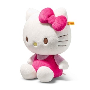 Plush Hello Kitty Steiff 30cm, alb cu outfit roz, jucarie de plus pentru copii - Img 2