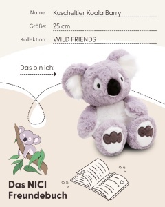 Plush Koala NICI Barry 25cm - gri, plus moale, cadou perfect - Img 5