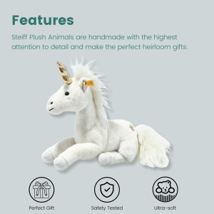 Plush Unicorn Steiff Unica Schlenker 27 cm, Alb, Jucarie din Plus - Img 6