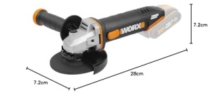 Polizor unghiular cu acumulator WORX WX803.9 20V - polizor unghiular puternic cu diametrul discului de 125 mm - siguranta si confort ridicat - maner reglabil in 2 pozitii - fara baterie si incarcator - Img 8