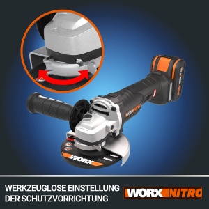 Polizor unghiular cu acumulator WORX WX8129 NITRO 20V - diametru disc 125mm - 8500 rpm - motor puternic fara perii - usor si compact - protectie impot - Img 6