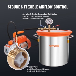 Pompa de vid VEVOR cu camera de vid de 19L 100L / min Pompa de vid 150W AC 220V / 50HZ 1440RPM 5pa 250ml Capacitate ulei HVAC Echipament de vid Pompa de vid de racire pentru stabilizarea lemnului Degazarea rasinii - Img 6