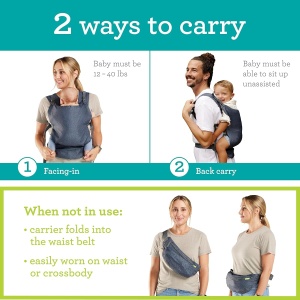 Port-bebe Infantino Fold Go 2-in-1, Compact, Usor, pentru copii 5,5-18 kg, Gri - Img 2