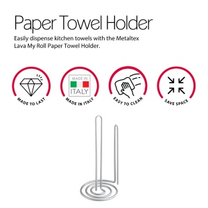 Portarollos de bucatarie Metaltex My Roll, 15x32cm, Polytherm, gri - Img 3