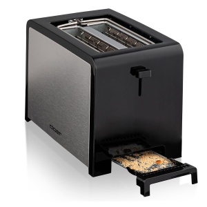 Prajitor de paine Cloer 3210, 825 W, pentru 2 felii de paine prajita, accesoriu de chifla integrat, dispozitiv de ridicare, sertar pentru firimituri, termoizolat, otel inoxidabil, negru - Img 6