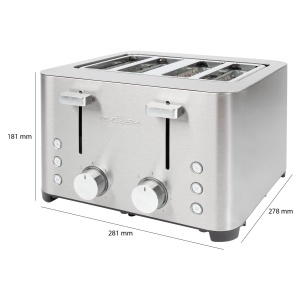 Prajitor de paine ProfiCook(r) | Prajitor de paine cu 4 felii | Carcasa din otel inoxidabil | 1500 wati | Slot larg | Atasament pentru role (detasabil) | 7 niveluri de bronzare reglabile | Sertar firimituri | Bobina de cablu | PC-TA 1252 - Img 3
