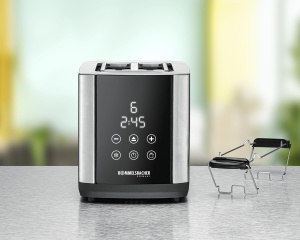 PRAJITOR DE PAINE ROMMELSBACHER TO 850, 2 fante largi pentru paine prajita pana la XL, centrare automata felii de paine, afisaj LED, afisaj cu numaratoare inversa, 9 niveluri, nivel de dezghetare, atasament pentru chifle, sertar pentru firimituri - Img 7