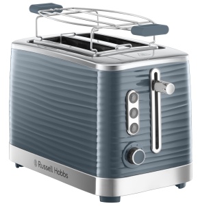 Prajitor de paine Russell Hobbs [pentru 2 felii] Inspire Grey cu structura lucioasa de inalta calitate (fante foarte largi pentru paine prajita, inclusiv accesoriu pentru chifle, 6 niveluri de rumenire + functie de dezghetare si reincalzire) 24373-56 - Img 1