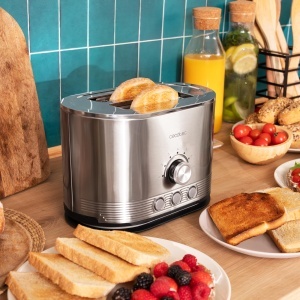 Prajitor de paine vertical din otel inoxidabil Cecotec cu dubluShort Slot Shine&Toast Double. 850W, capacitate pentru 2 felii, fante largi de 3,8 cm, inel usor, 7 niveluri de prajire, bare superioare - Img 5