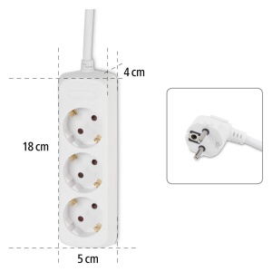 Prelungitor Hama 3 prize cablu 14m protectie sporita alb - Img 3