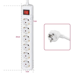Prelungitor Hama 6 Prize Alb 5m Save Energy Schalter Protectie Suplimentara - Img 2
